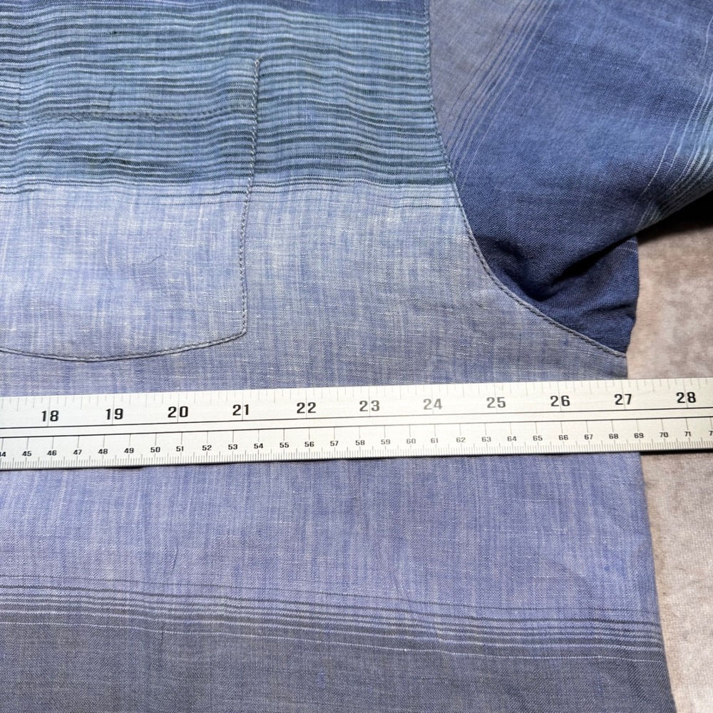 Tommy Bahama Men XL Blue Grey Ombre Striped 100% Linen Short Sleeve Button Shirt - Picture 5 of 7
